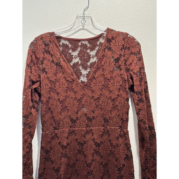 Nightcap Clothing Size 3 Burgundy Lace Mini Dress Goth Boho Dark Romantic Short - Picture 2 of 6